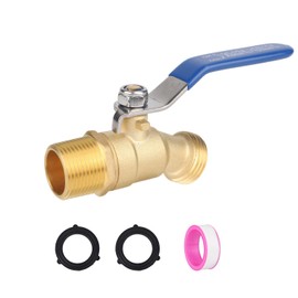 3 4 NPT Inlet x 3 4 GHT Outlet Brass Male Hose Faucet, Long Handle Heavy Duty Outdoor Full Flow Water Spigot Valve with Gaskets and Tape for Garden Hose Bibs Patio Lawn