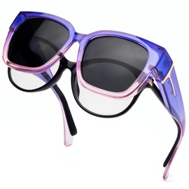 Face Shadow Polarized Sunglasses Fit Over Glasses, Trendy Square Sunglasses Over Glasses for Driving UV Protection Lightweight