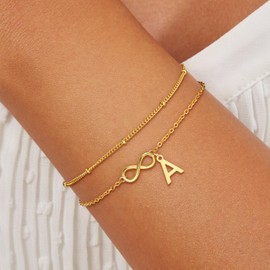 Eaciy Teen Girl Gifts Trendy Stuff - 4 5 6 7 8 9 10 11 12 13 14 15 16 Year Old Birthday Gifts for Tween Teen Teenage Girl Gift Idea, M Initial Bracelet Girls Kids Jewelry