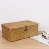 FEIALNDUO Wicker Shelf Baskets with Lid,Seagrass Storage Basket Bins Rectangular
