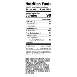 Sonoma Gourmet Cherry Tomato With Basil Pasta Sauce | USDA Organic, Non-GMO, Gluten-Free and No Sugar Added | Made With Fresh Ingredients | 25 Ounce Jars (Pack of 4)