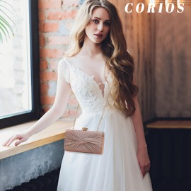 CORIOS Glitter Sequin Clutch Bag Women's Evening Bag Wedding Bridal Purse Handbag Small Bag Rhinestone Shoulder Bag Elegant Diamond Shoulder Bag for Prom Banquet Party, pink, Retro