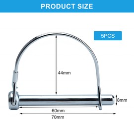 ZMDMAH Rohrklappsplinte mit Rastverschluss Klappsplint in D-Form Sicherungsstift Verzinkt Splinte Kohlenstoffstahl Klappsplinte für Bauernhof-Anhänger Rasen Garten 8x70 mm 5 PCS