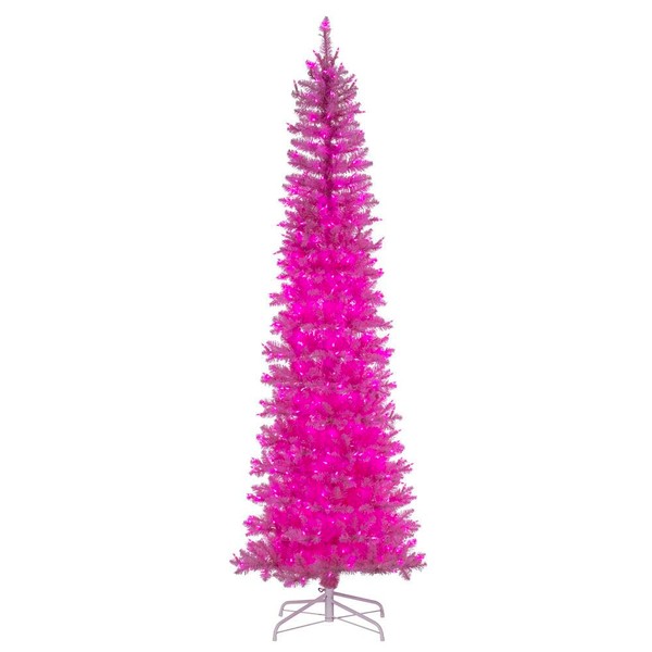 Vickerman 6.5' x 28" Pink Pencil Artificial Pre-Lit Christmas Tree