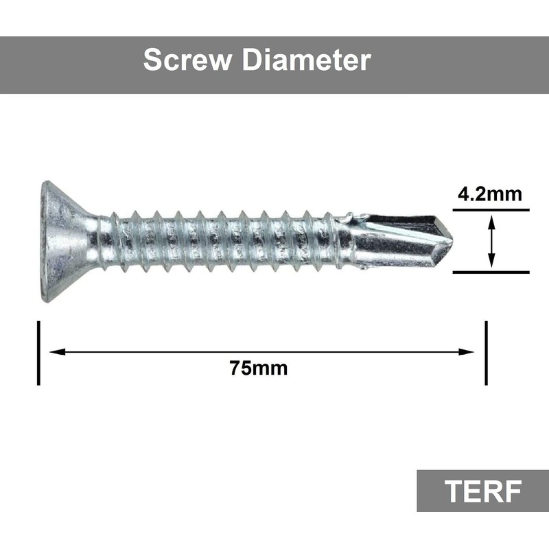 TERF® Self Drilling Countersunk Screws 4.2 X 75mm Self Tapping