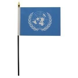AZ FLAG United Nations Table Flag 4'' x 6'' - UNO Desk Flag 15 x 10 cm - golden spear top