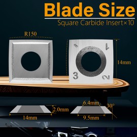 Cortadores cuadrados de carburo 14mm-R150, 10 unidades