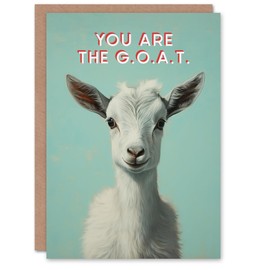 Artery8 Birthday Greeting Card Cute Happy Goat Greatest of All Time G.O.A.T. For Him Her