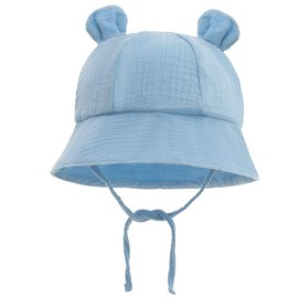 LIUPUUDLY Baby Sun Hat UV Protection Super Cute Cotton Baby Boys Girls Beach Hat Fishing Hat Summer Hat with Ears, blue