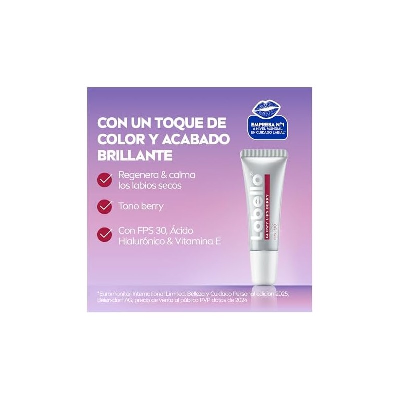 LABELLO Bálsamo Labial Glowy Lips Berry + FPS 30