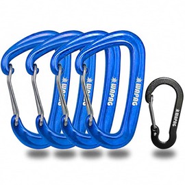 Carabiner, Robust and Lightweight Carabiner Hook, 1200 kg D-shaped Aluminium Carabiner for Camping, Hiking, Outdoor, Hammock, Small Carabiner Hook for Key Ring (4Blue)