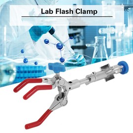 Three Prong Extension Flask Clip Clamp, Adjustable Three-Prong Swivel Flask Clamp, 3-Prong Swivel Rubber Coated Clamp with Boss Head, Lab Clamp for Laboratory Use