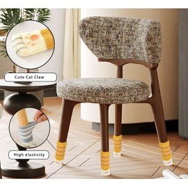 Pack of 24 Chair Leg Protectors, Knitted Chair Socks, Protective Caps for Chair Legs, Can Eliminate the Noise Generated by Chairs and Protect Wooden Floors, Cute Cat Claws (Cuffing)