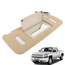 waltyotur Beige Sun Visor Passenger Side RH Lighted Mirror Replacement for Silverado Sierra Tahoe Yukon 2007-2014 Replacement for 22850310