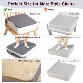 TOTIDYH Toddler Booster Seat for Dining Chair, 10cm PU Washable Baby Booster Seat for Dining Table, Table Booster Seat for Toddler with 2 Adjustable Straps, Portable Travel Booster Cushion(Grey+White)