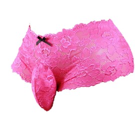 aishani Men's Breathable Lace Underwear Briefs For Men Daily Wear,Medium Hot Pink