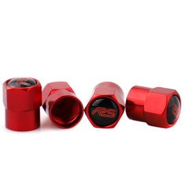 XDG 4Pcs Car Tire Covers Rustproof Metal Chrome Valve Stem Air Caps Set for GM Series RS Logo Camaro Styling Decoration Accessories Red