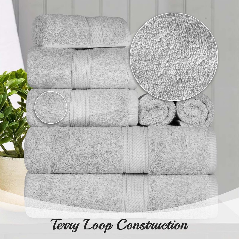Superior Egyptian Cotton 800 GSM Face Towel Set, Includes 6