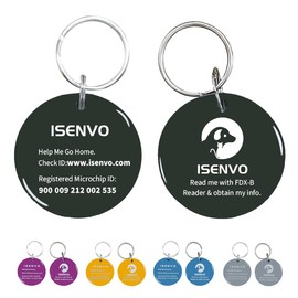 ISENVO Smart Pet ID Tag with Microchip, Instant Pet Recovery, Supports Auto Pet Door & Feeder, Lifetime Contact Info Access (Black)