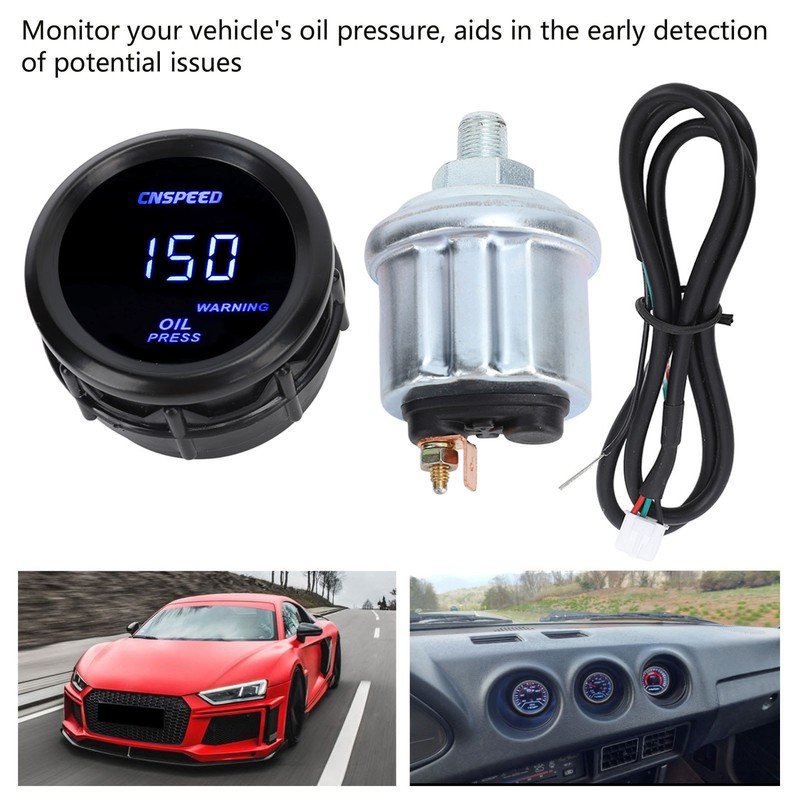 52mm Digital Oil Pressure Gauge Oil Press Meter with Blue