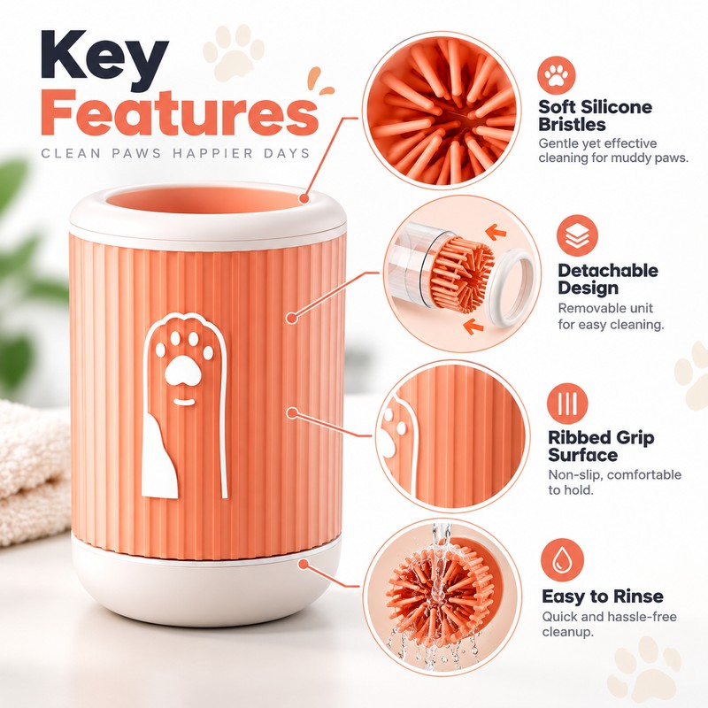 Dog Paw Cleaner Cup for Muddy Paws – Manual Twist