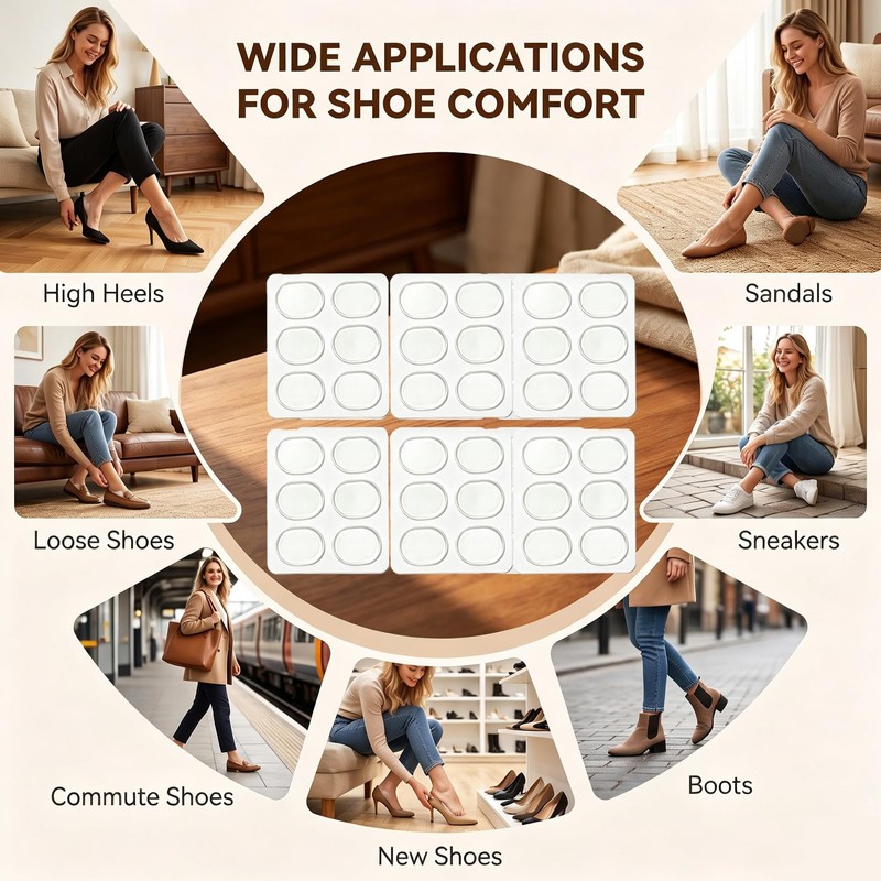 36Pcs Clear Silicone Round Blister Shoe Pads