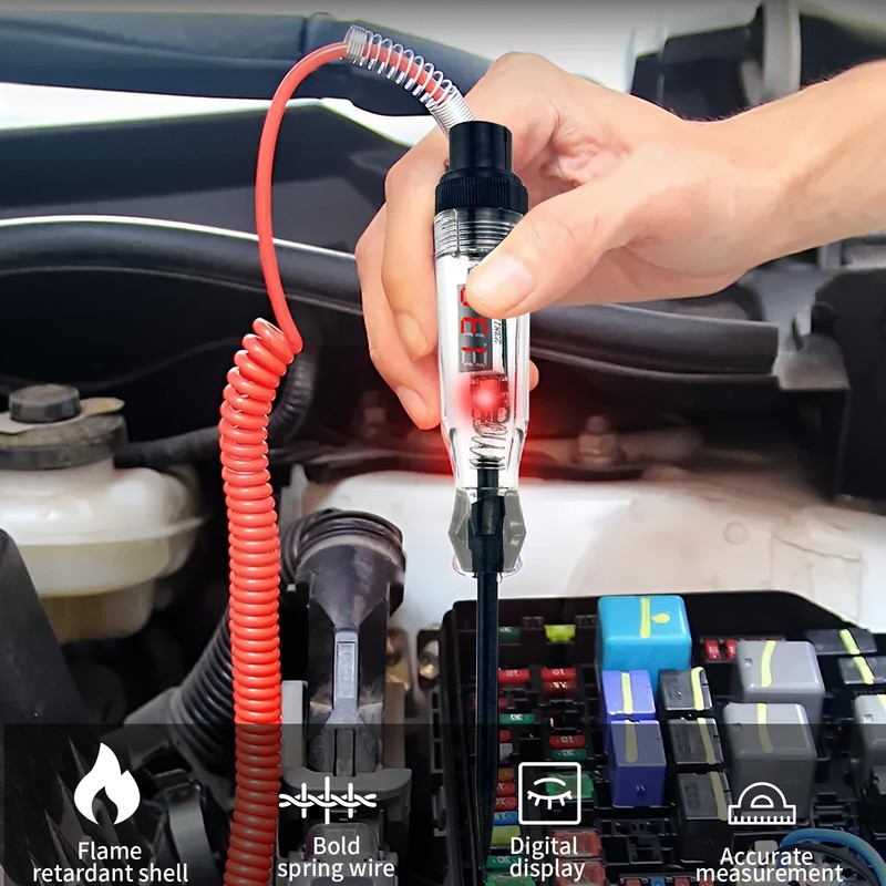 Circuit Tester, 3-120 V Digital Test Light LED Display Automotive