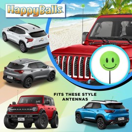 HappyBalls Green Happy Smiley Face Car Antenna Ball Topper Auto Accessory