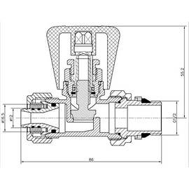 Straight Manual Inlet Radiator Valve 16mm PEX Compression Fittings x 1/2" BSP