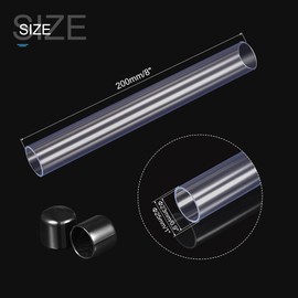 MECCANIXITY Clear Storage Tube 23x25mm Small Plastic Round Tubing with Caps Rigid Bottle Container 200mm/8 Inch for Item Stored