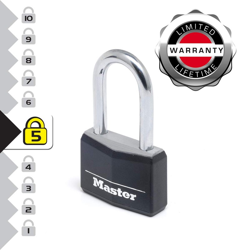 Master Lock 9140EURDBLKLF Key Padlock in Aluminium with Vinyl Cover