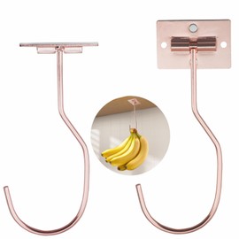 BJUTYEU Self-Adhesive Banana Hook, Grape Hook, Kitchen Banana Hanger, Keep Bananas Fresh Under The Cabinet, with Magnetic Absorption Storage Perfect Design 1 Pieces Champagne Color