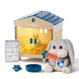 TOP BRIGHT Mommy Bunny Surprise with ‌Tiny Baby, Bunny Stuffed Animal for Kids, Interactive Plush Toy Rabbit & House, Easter Birthday Gift for Kids Ages 3+