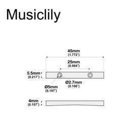 Musiclily Pro 45mm Brass Bass String Retainer Bar for 5-String Electric Bass, Chrome