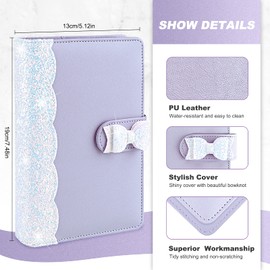 Taope A6 Budget Planner, 6-Ring Budget Binder, Money Organiser, with Soft Pockets, Notebook, Cash Envelopes, Household Expense Book with Money Compartments, Butterfly Purple