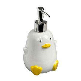 WAIT FLY Cute Duck Ceramic Soap Dispenser with Plasic Pump, Refillable Lotion Soap Bottle, Dish Soap Dispenser, Hand Soap Dispenser