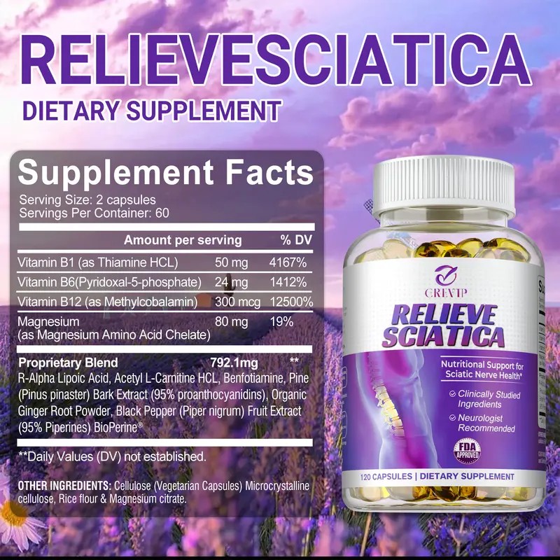 Nerve-Soothing Vitamin Supplement – Supports Sciatic Nerve Health with Essential
