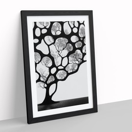 A Monochrome Tree No.5 Framed Print for Living Room Bedroom Home Office Décor, Wall Art Picture Ready to Hang, Black A4 Frame (34 x 25 cm)