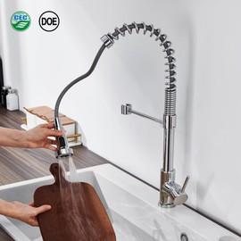 TIORIY Kitchen Faucet Head Replacement with 15 Adapters, 3 Function Pull Down Kitchen Faucet Spray Head, Pull Out Kitchen Sink Tap Sprayer Nozzle, Chrome, Plastic