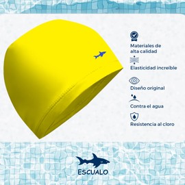 escualo Gorra para Natacion I Unisex I Adulto I Modelo Tekno I Elastano y Nylon. I Semi Impermeable I Unitalla I Color Amarillo