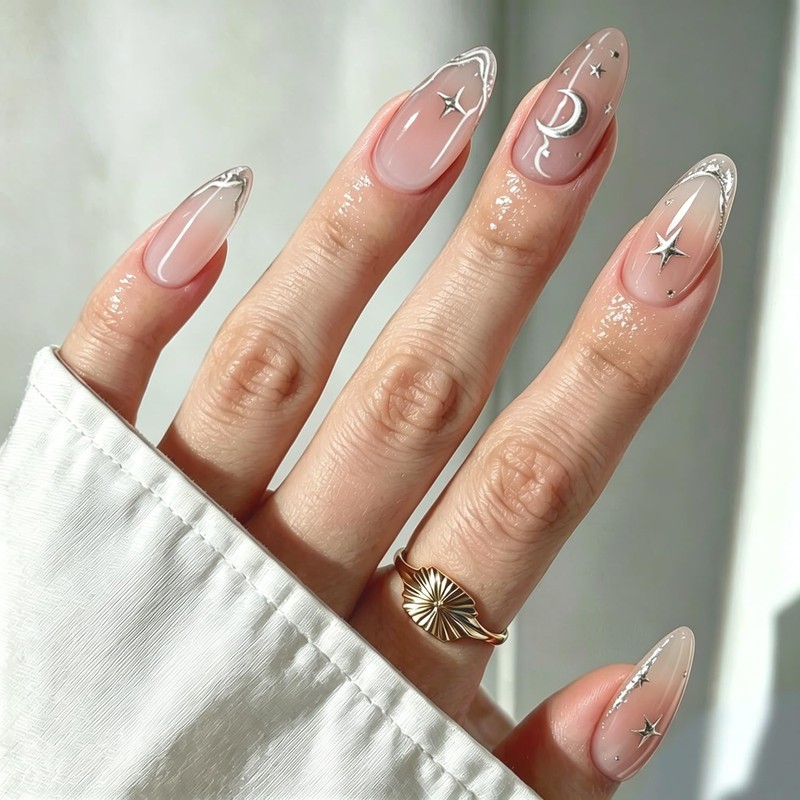 Uñas Postizas con Punta Francesa, Uñas Press on para Manos,