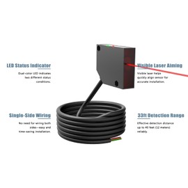 Blütezeit Photoelectric IR Safety Sensor, 40ft Visible Red Beam Detector for Automatic Swing & Sliding Gate Openers Outdoor Access, Compatible with Blütezeit Gate Motors (ME-R10M1)