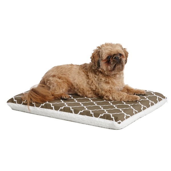 Quiet Time Teflon Defender Dog Beds; Pet Beds Designed to Fit Folding Metal Dog Crates, Brown & White Geometric Pattern, 24-Inch