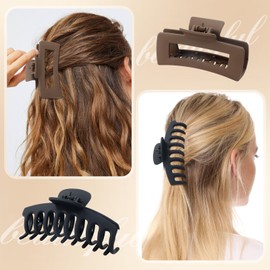 Cinaci 6 Pack Plastic Hair Claws for Women Girls Medium Large Big Strong Hold Matte Hair Clips Barrettes Clamps for Girls Thick Long Thin Fine Hair