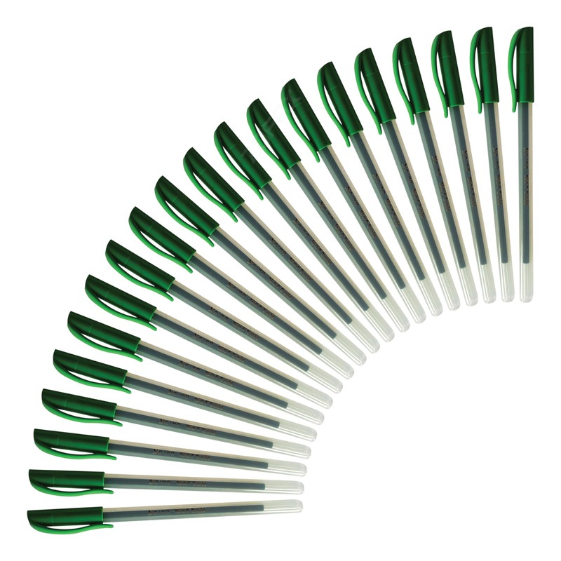 SAINO Softek Ballpoint Pens, GREEN, Fine Point (0.7mm), Pack of