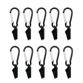 10-Piece Tarp Clamp Clips with Carabiners for Camping – Plastic Tarp Fasteners for Tents and Awnings