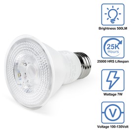 YGS-Tech PAR20 LED Bulb, 7W Dimmable Flood Light Bulbs (50W Equivalent), LED Spotlight Bulb, 3000K Warm White, 500 Lumens, E26 Base, Indoor/Outdoor - UL Listed, 10 Pack