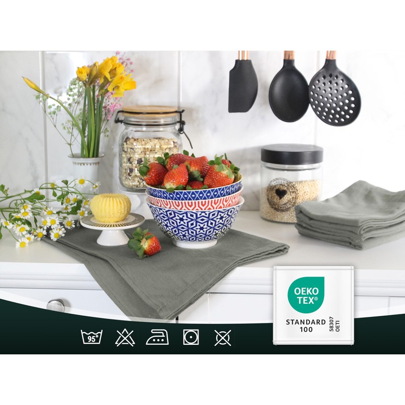 ZOLLNER Set of 5 Cotton Tea Towels in 50 x
