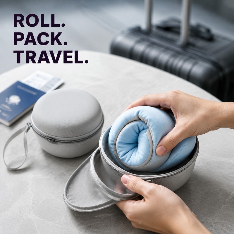 U-Shaped Memory Foam Neck Pillow – Travel Pillow for Airplane,