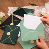 100 pcs Deep Green Envelope with V-Flap, Gold Border &